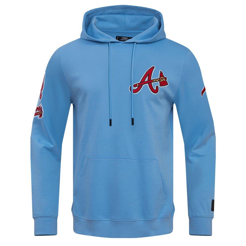 Pro Standard Men's MLB Atlanta Braves Chenille Pullover Hoodie - BLUE Thumbnail View 1
