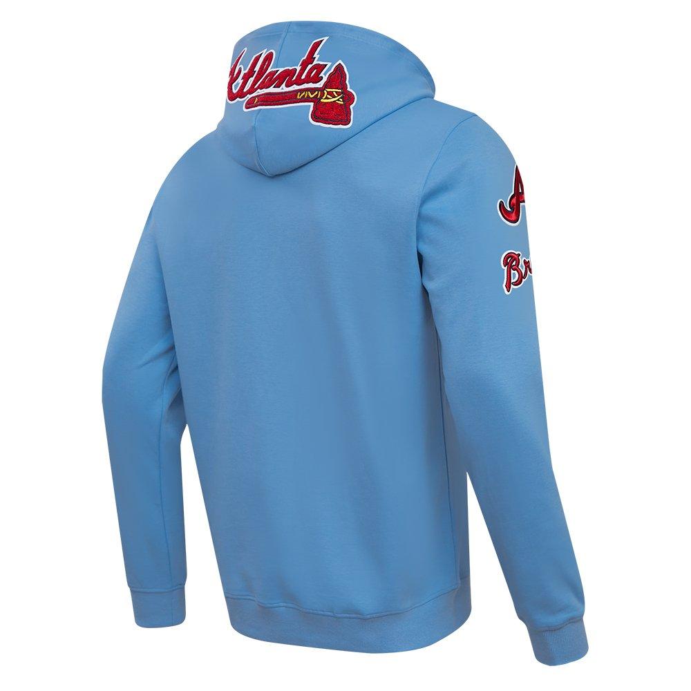 Pro Standard Men's MLB Atlanta Braves Chenille Pullover Hoodie - BLUE Thumbnail View 4