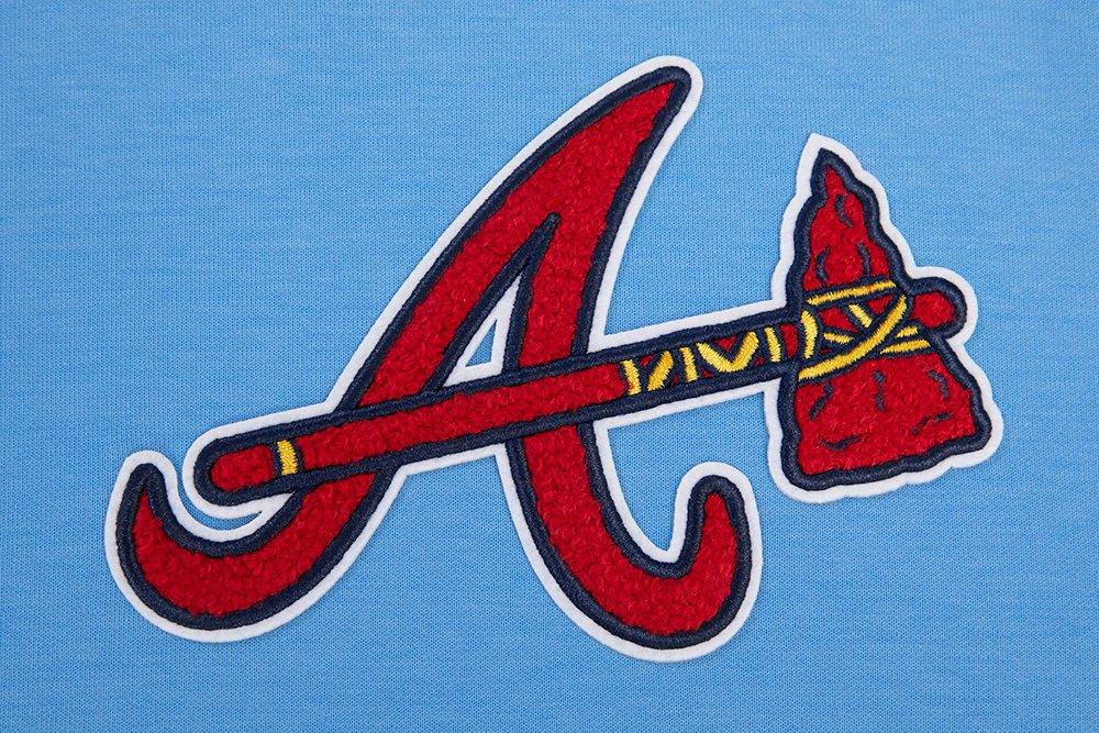 Pro Standard Men's MLB Atlanta Braves Chenille Pullover Hoodie - BLUE Thumbnail View 6