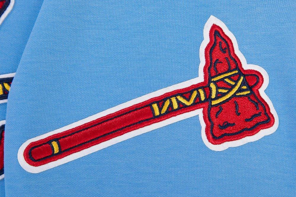 Pro Standard Men's MLB Atlanta Braves Chenille Pullover Hoodie - BLUE Thumbnail View 7