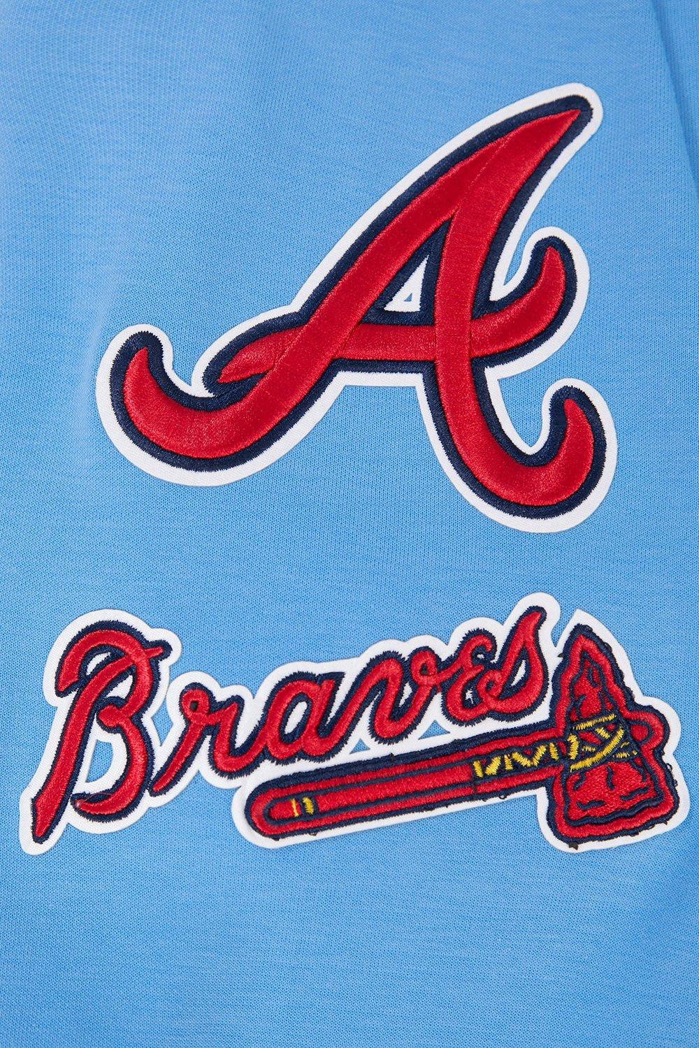 Pro Standard Men's MLB Atlanta Braves Chenille Pullover Hoodie - BLUE Thumbnail View 8