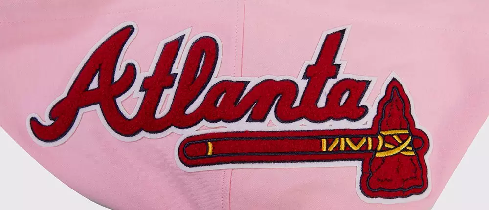 Pro Standard Men's MLB Atlanta Braves Chenille Pullover Hoodie - PINK