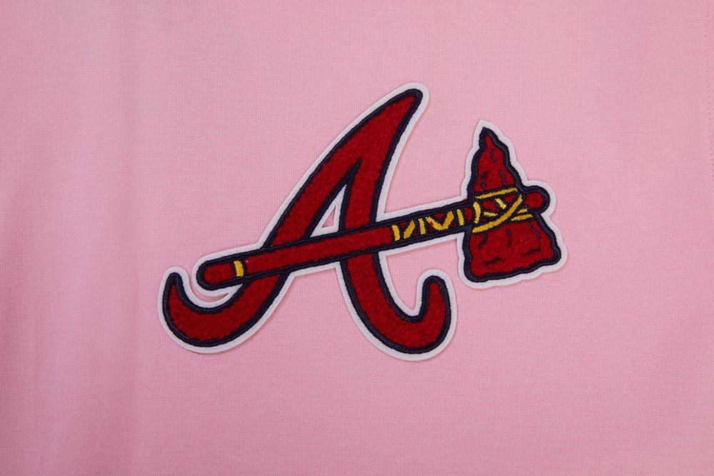 Pro Standard Men's MLB Atlanta Braves Chenille Pullover Hoodie - PINK Thumbnail View 7