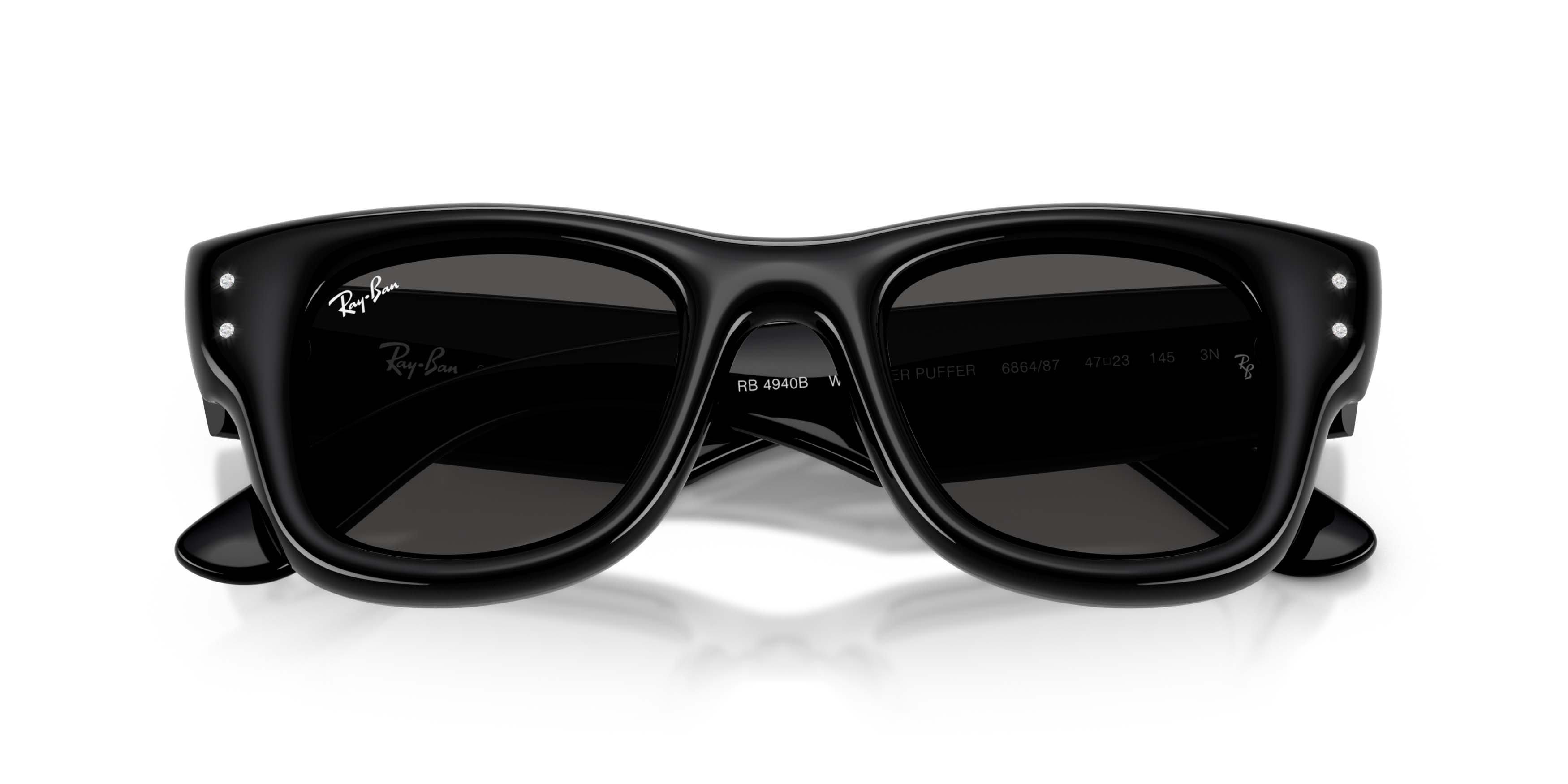 Ray-Ban Wayfarer Puffer Crystal Edition Ultra Black Sunglasses &ndash; Polished Black & Strass - BLACK Thumbnail View 5