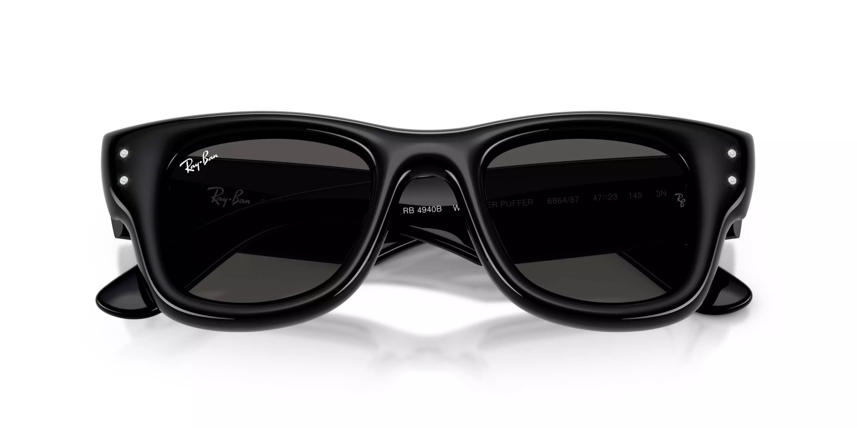 Ray-Ban Wayfarer Puffer Crystal Edition Ultra Black Sunglasses &ndash; Polished Black & Strass - BLACK