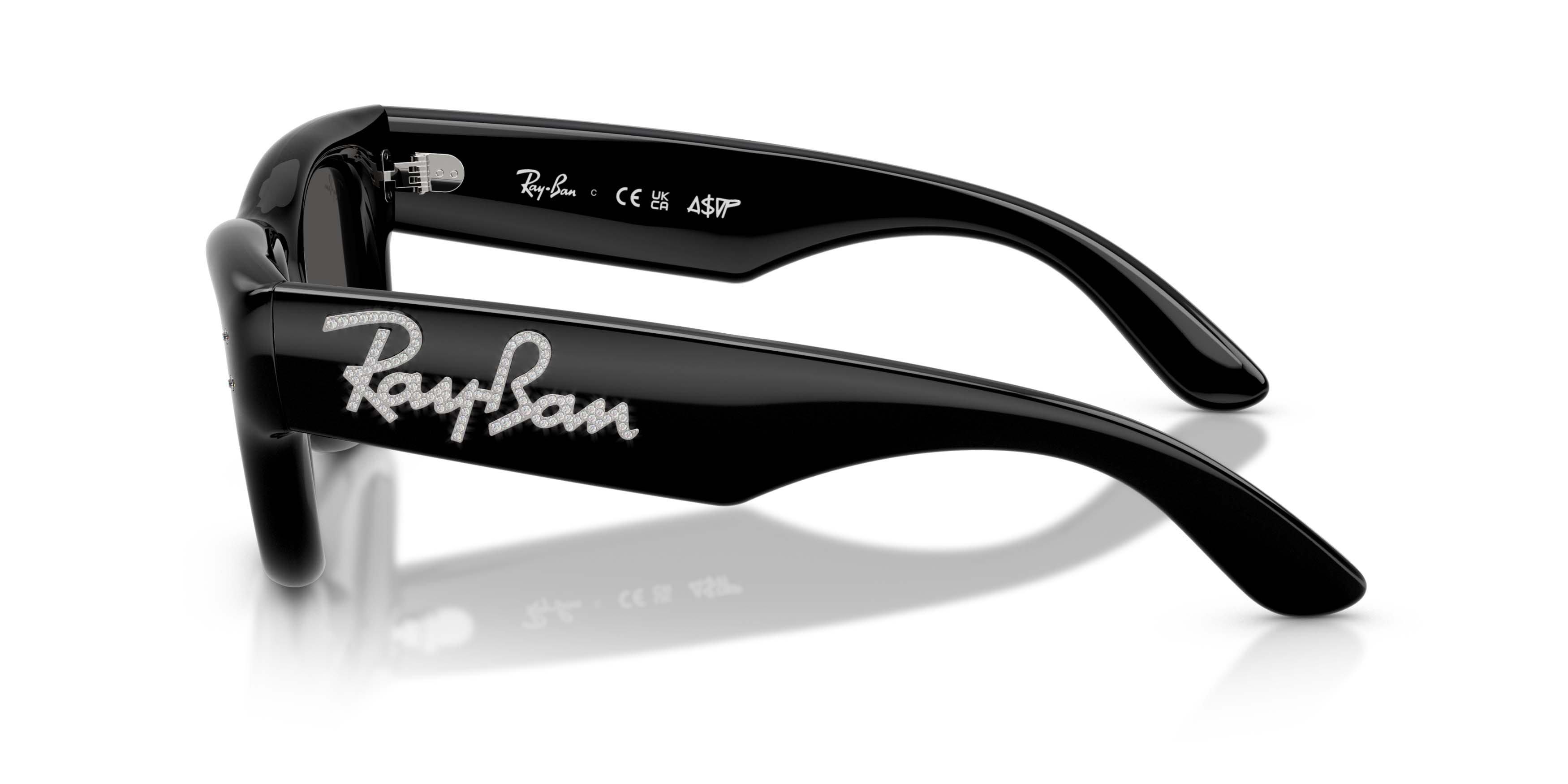 Ray-Ban Wayfarer Puffer Crystal Edition Ultra Black Sunglasses &ndash; Polished Black & Strass - BLACK Thumbnail View 6