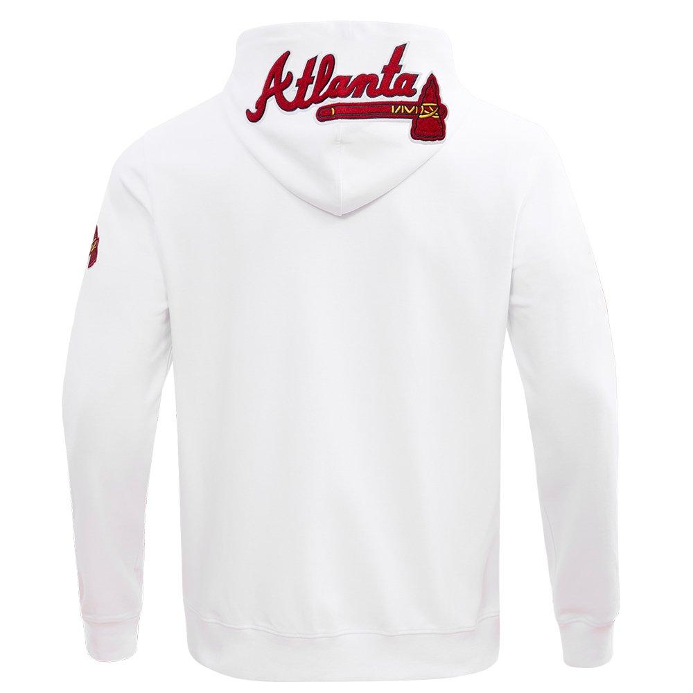 Pro Standard Men's MLB Atlanta Braves Classic Chenille Full-Zip Hooded Jacket - WHITE Thumbnail View 2