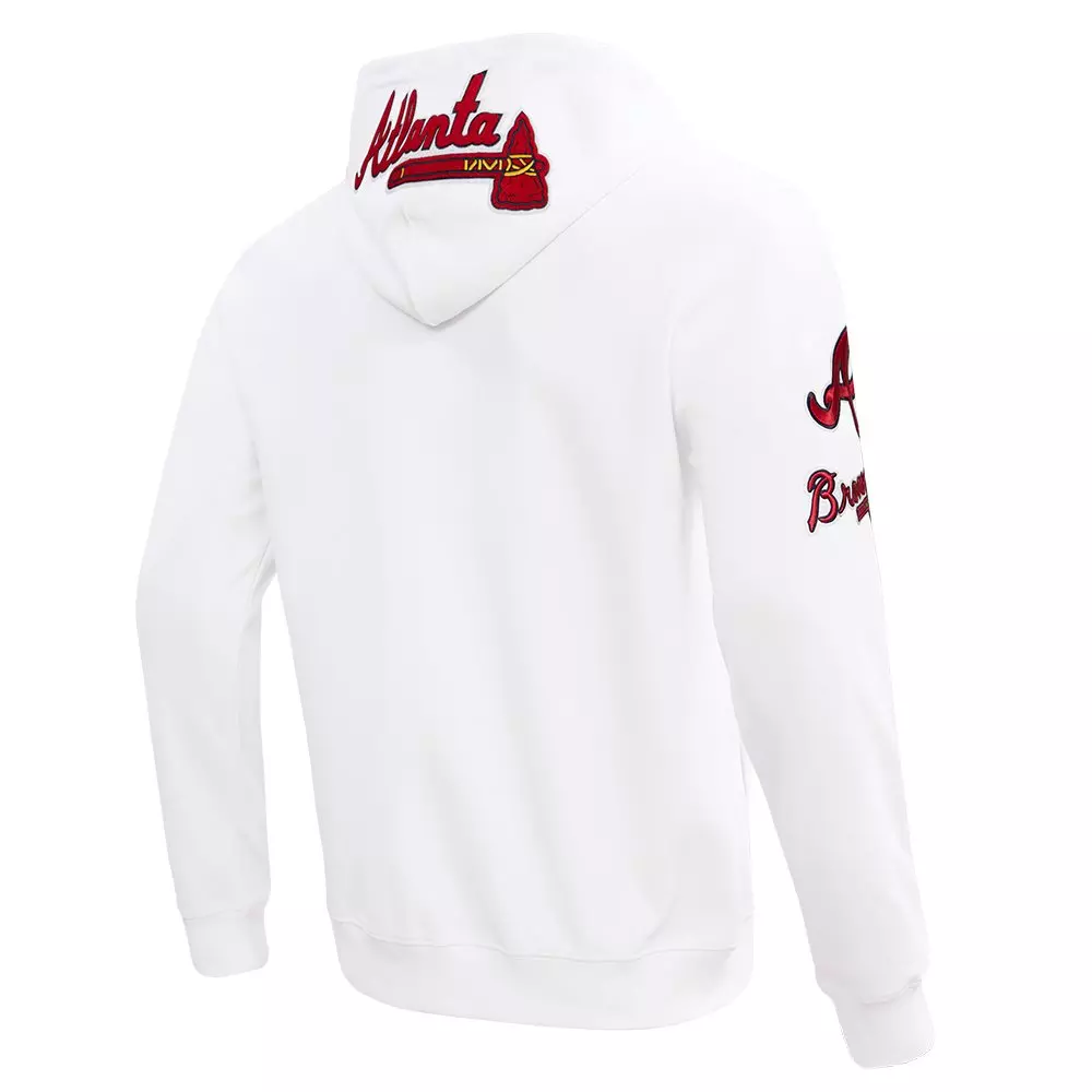 Pro Standard Men's MLB Atlanta Braves Classic Chenille Full-Zip Hooded Jacket - WHITE