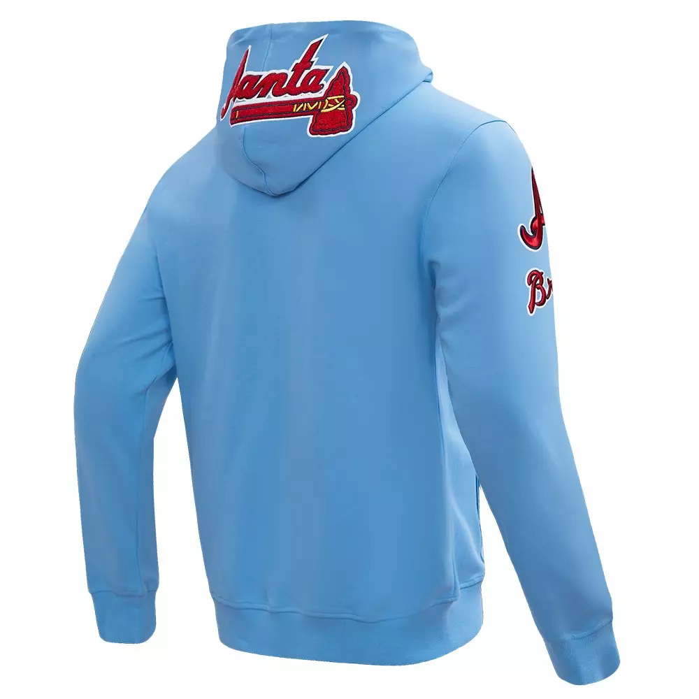 Pro Standard Men's MLB Atlanta Braves Classic Chenille Full-Zip Hooded Jacket - BLUE