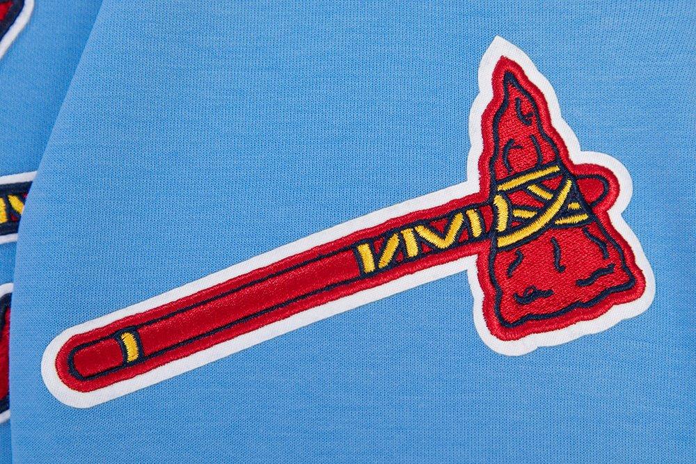 Pro Standard Men's MLB Atlanta Braves Classic Chenille Full-Zip Hooded Jacket - BLUE Thumbnail View 7