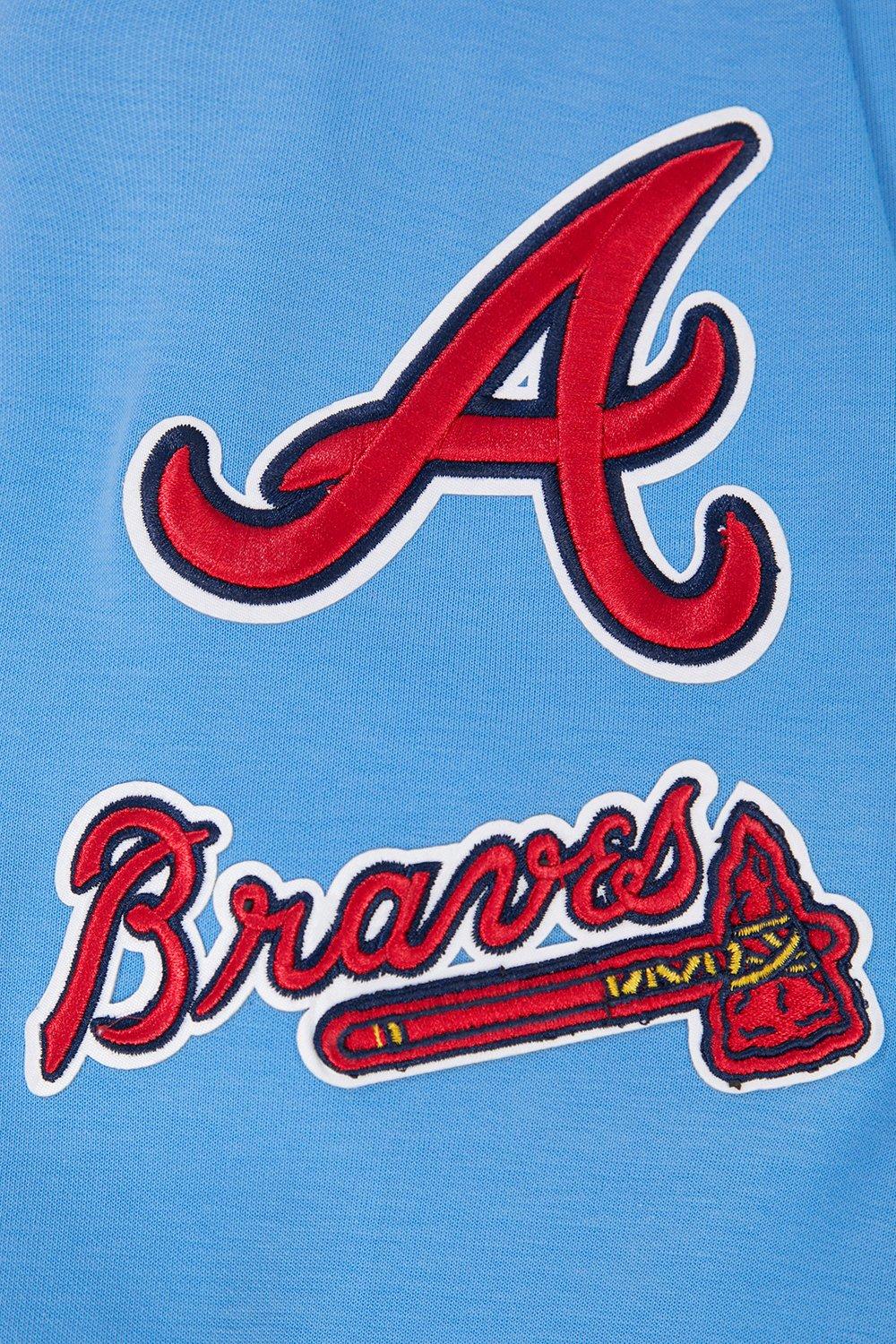Pro Standard Men's MLB Atlanta Braves Classic Chenille Full-Zip Hooded Jacket - BLUE Thumbnail View 8