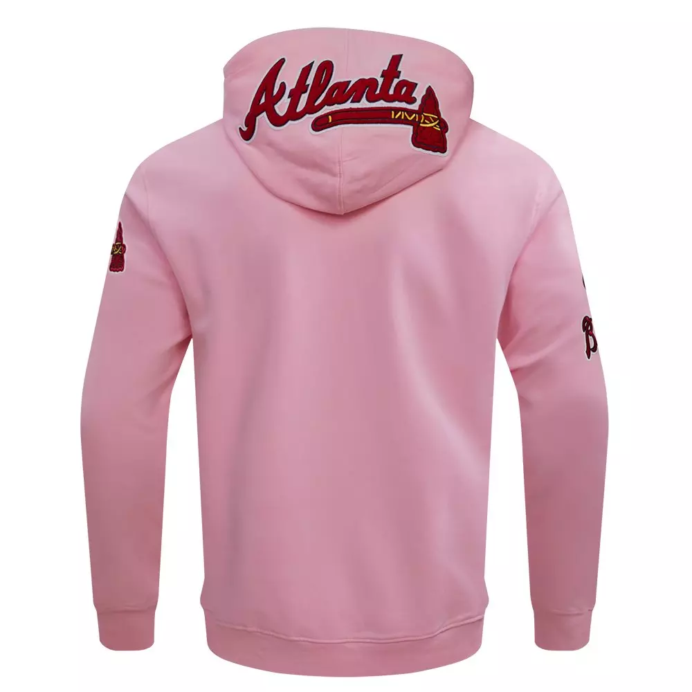 Pro Standard Men's MLB Atlanta Braves Classic Chenille Full-Zip Hooded Jacket - PINK