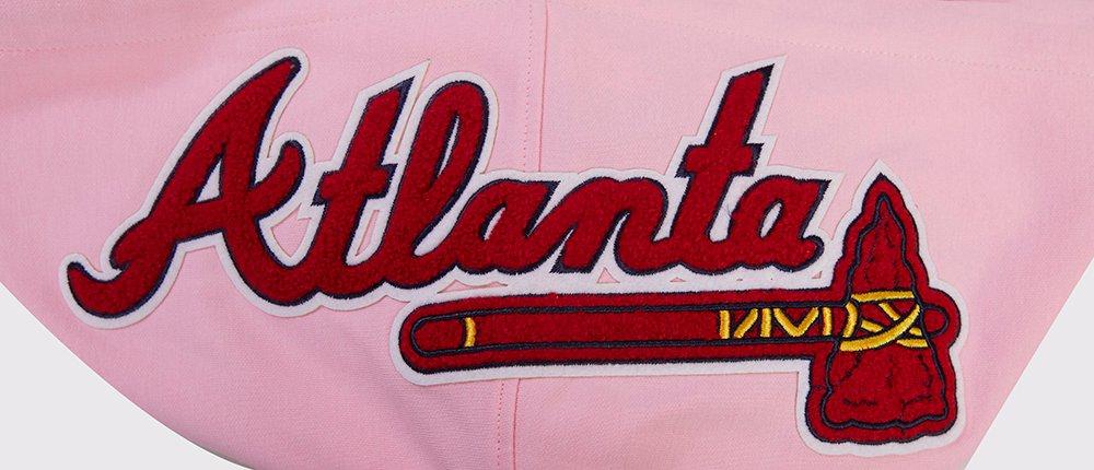 Pro Standard Men's MLB Atlanta Braves Classic Chenille Full-Zip Hooded Jacket - PINK Thumbnail View 5
