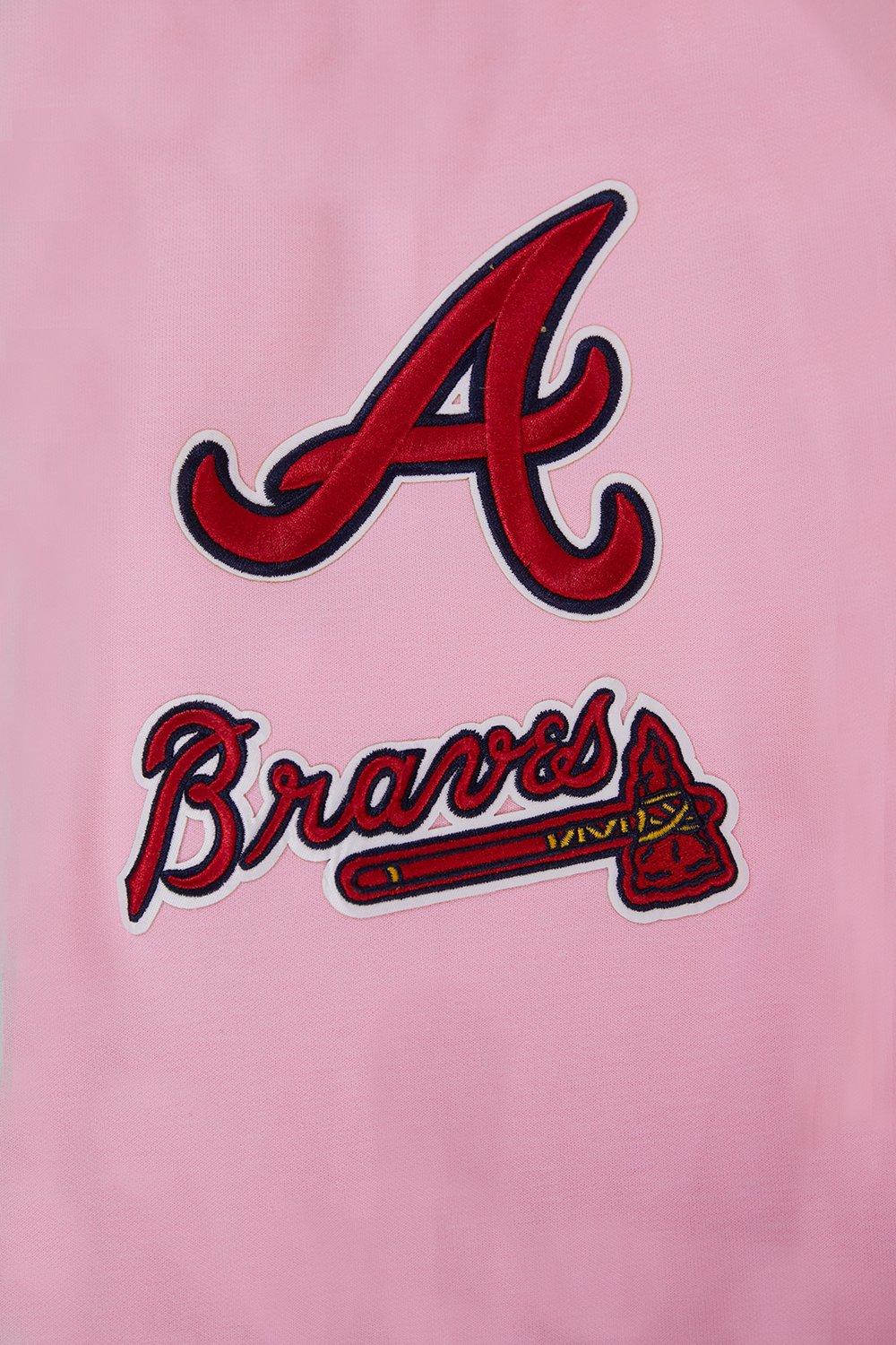 Pro Standard Men's MLB Atlanta Braves Classic Chenille Full-Zip Hooded Jacket - PINK Thumbnail View 8
