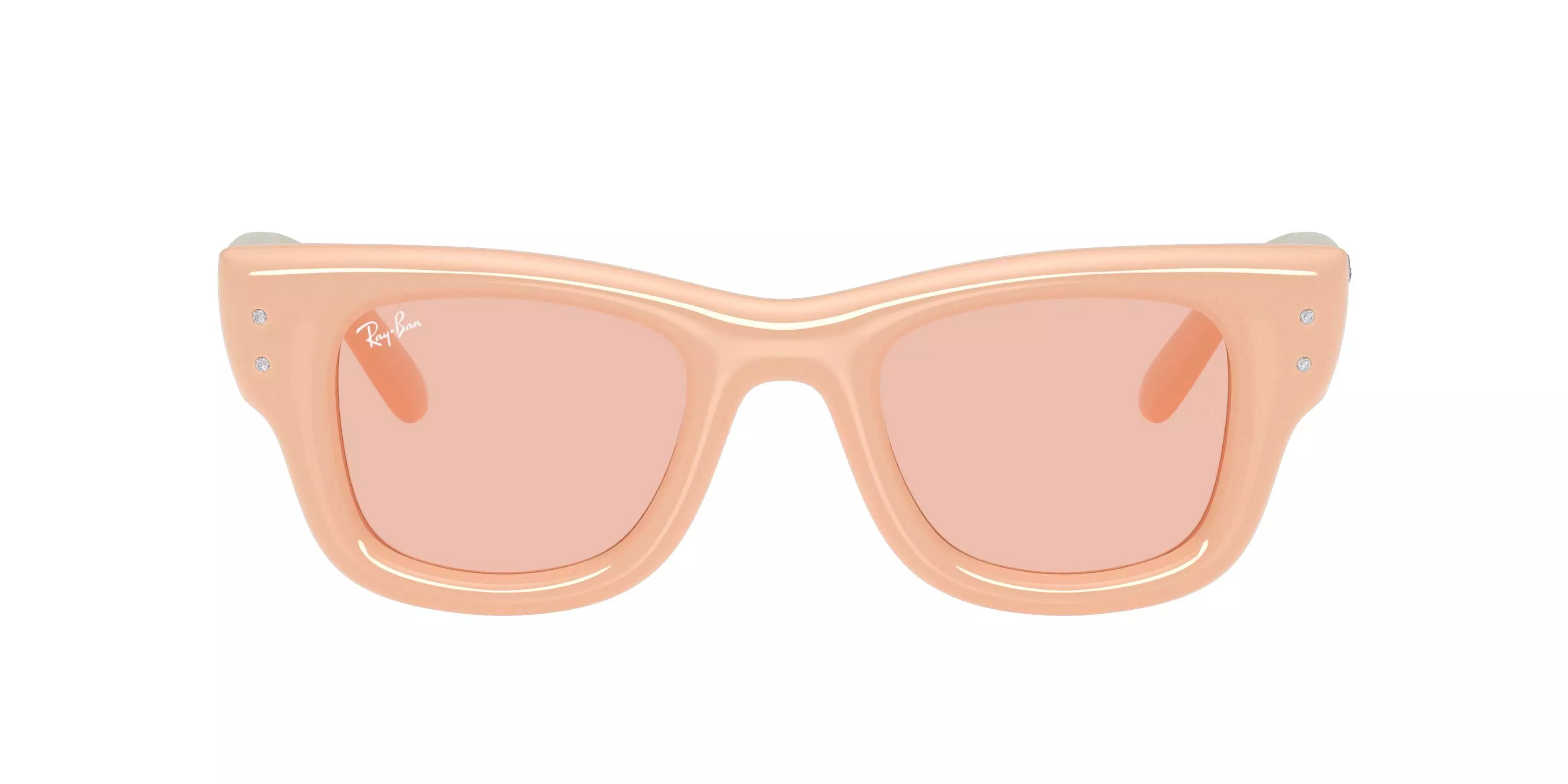 Ray-Ban Wayfarer Puffer Crystal Edition Dark Pink Sunglasses &ndash; Polished Solid Nude - PINK