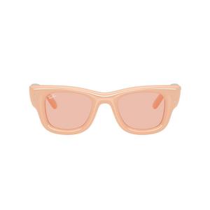 Ray-Ban Wayfarer Puffer Crystal Edition Dark Pink Sunglasses &ndash; Polished Solid Nude