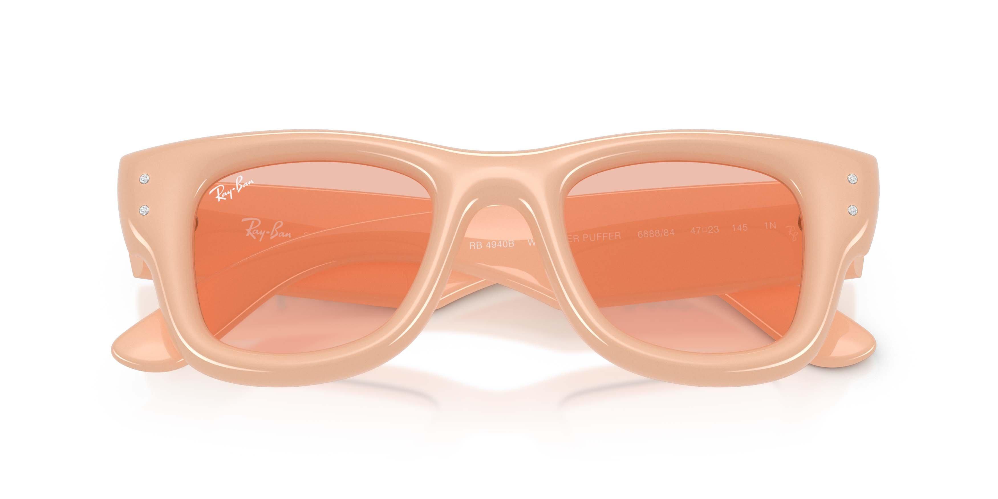 Ray-Ban Wayfarer Puffer Crystal Edition Dark Pink Sunglasses &ndash; Polished Solid Nude - PINK Thumbnail View 5