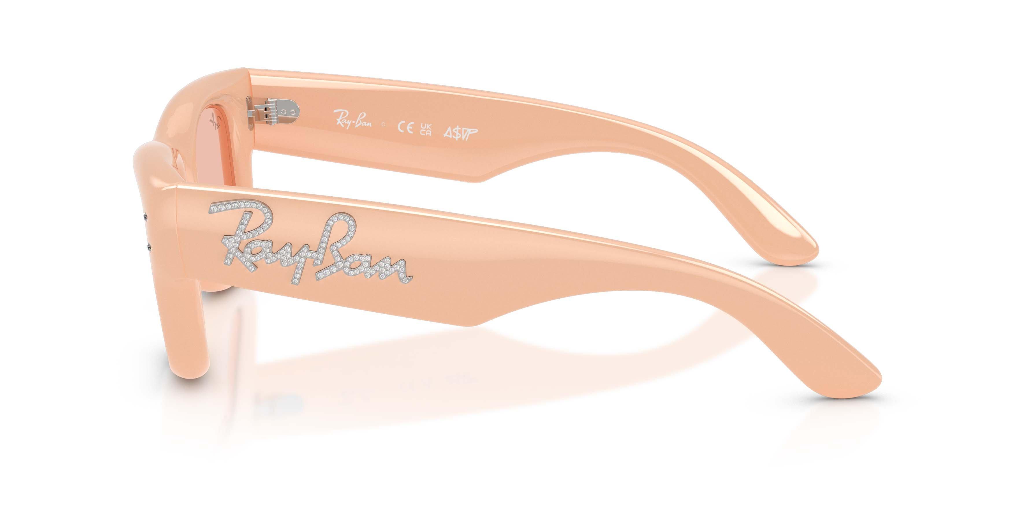 Ray-Ban Wayfarer Puffer Crystal Edition Dark Pink Sunglasses &ndash; Polished Solid Nude - PINK Thumbnail View 6