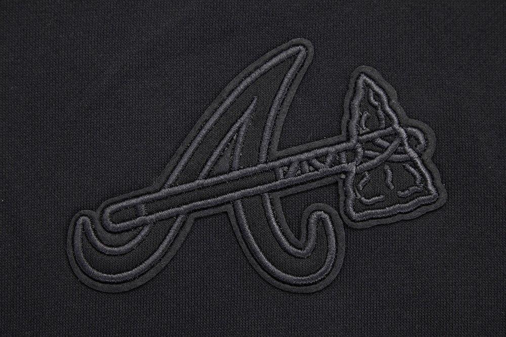 Pro Standard Men's MLB Atlanta Braves Neutral Drop Shoulder Pullover Hoodie - BLACK Thumbnail View 5