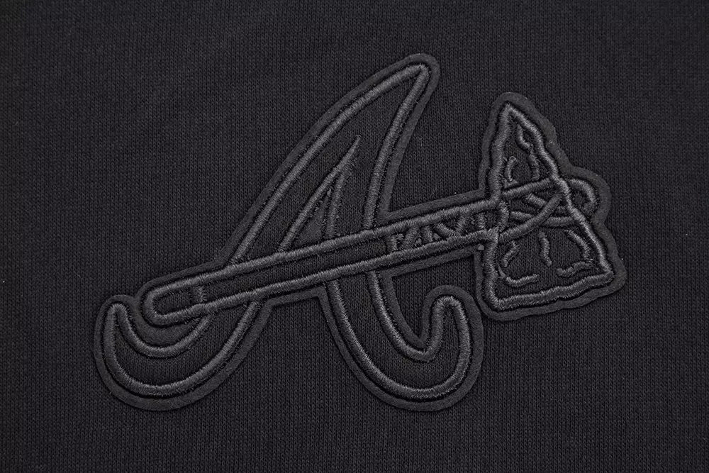 Pro Standard Men's MLB Atlanta Braves Neutral Drop Shoulder Pullover Hoodie - BLACK