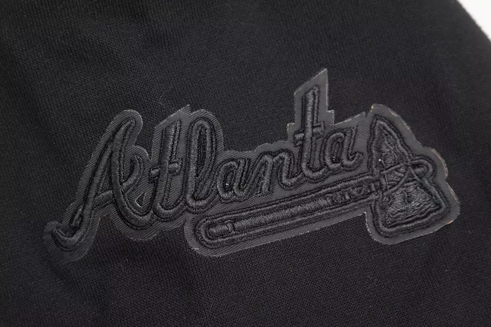 Pro Standard Men's MLB Atlanta Braves Neutral Drop Shoulder Pullover Hoodie - BLACK