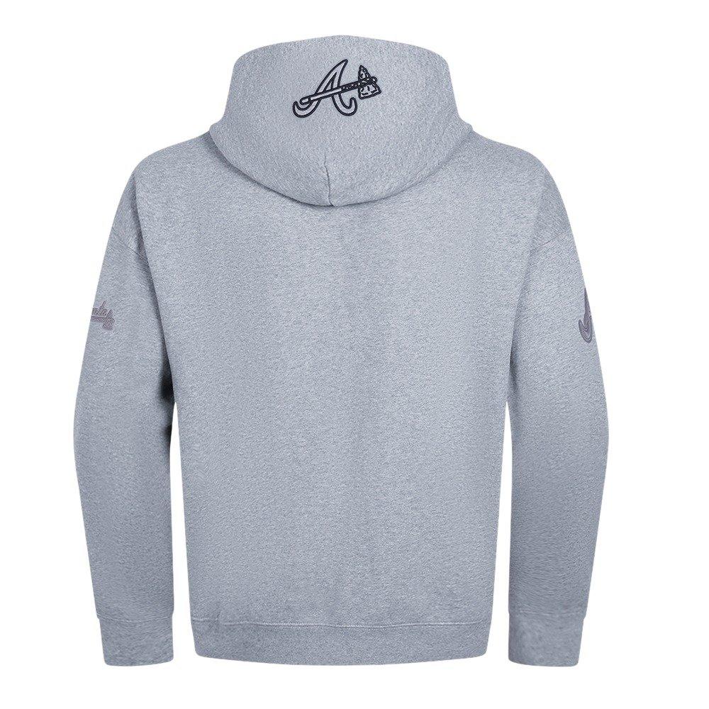 Pro Standard Men's MLB Atlanta Braves Neutral Drop Shoulder Pullover Hoodie - DK GREY Thumbnail View 2