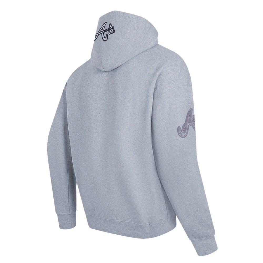 Pro Standard Men's MLB Atlanta Braves Neutral Drop Shoulder Pullover Hoodie - DK GREY Thumbnail View 4