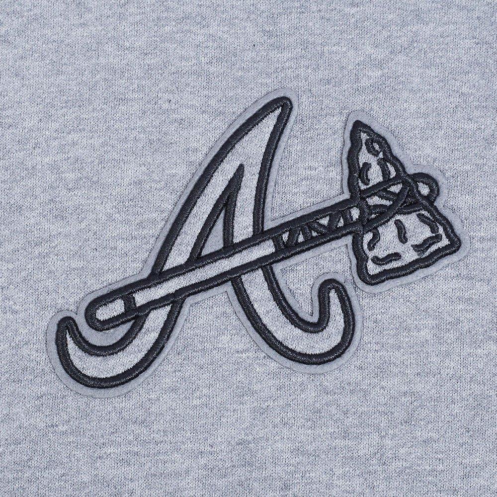 Pro Standard Men's MLB Atlanta Braves Neutral Drop Shoulder Pullover Hoodie - DK GREY Thumbnail View 5