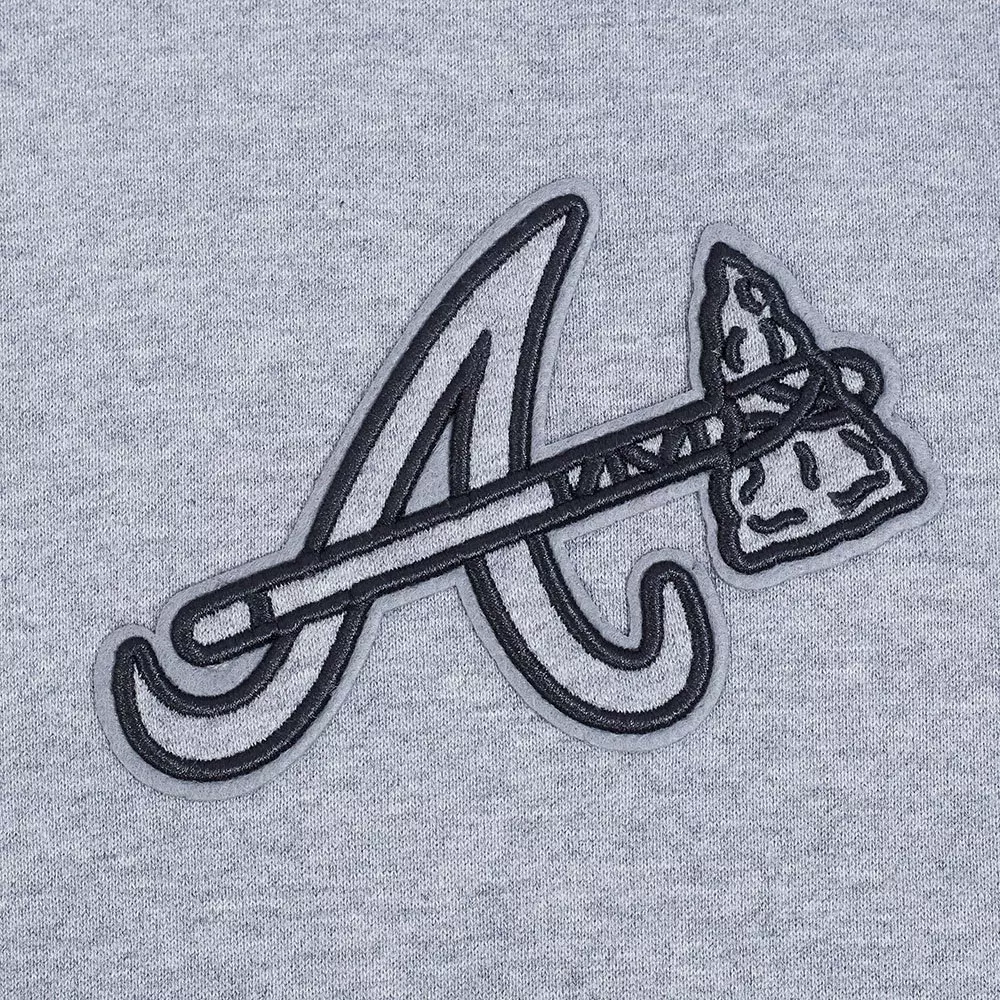 Pro Standard Men's MLB Atlanta Braves Neutral Drop Shoulder Pullover Hoodie - DK GREY
