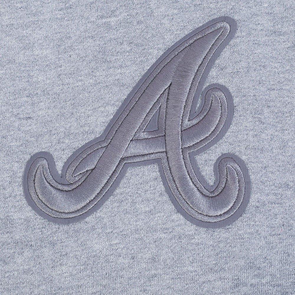 Pro Standard Men's MLB Atlanta Braves Neutral Drop Shoulder Pullover Hoodie - DK GREY Thumbnail View 6