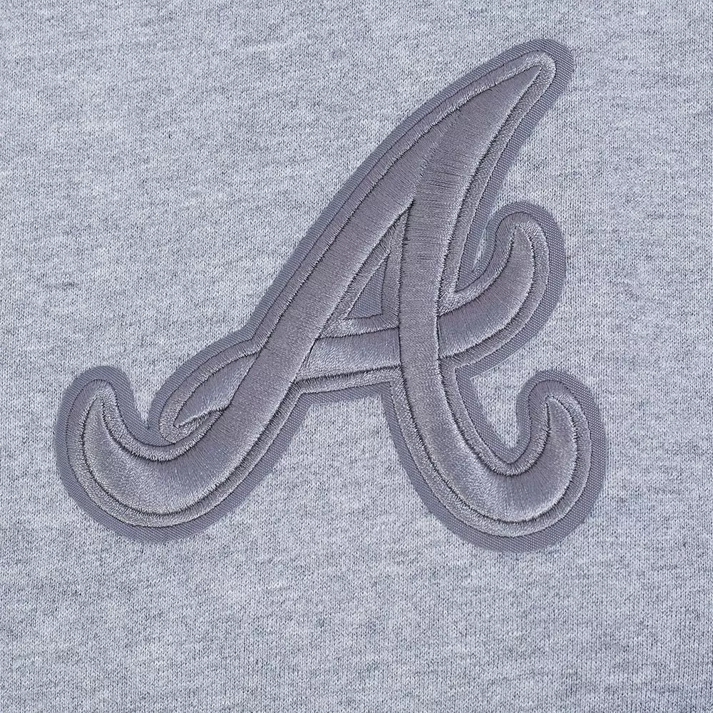 Pro Standard Men's MLB Atlanta Braves Neutral Drop Shoulder Pullover Hoodie - DK GREY