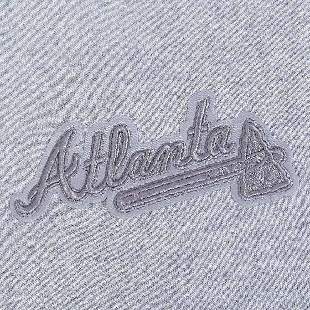Pro Standard Men's MLB Atlanta Braves Neutral Drop Shoulder Pullover Hoodie - DK GREY Thumbnail View 7