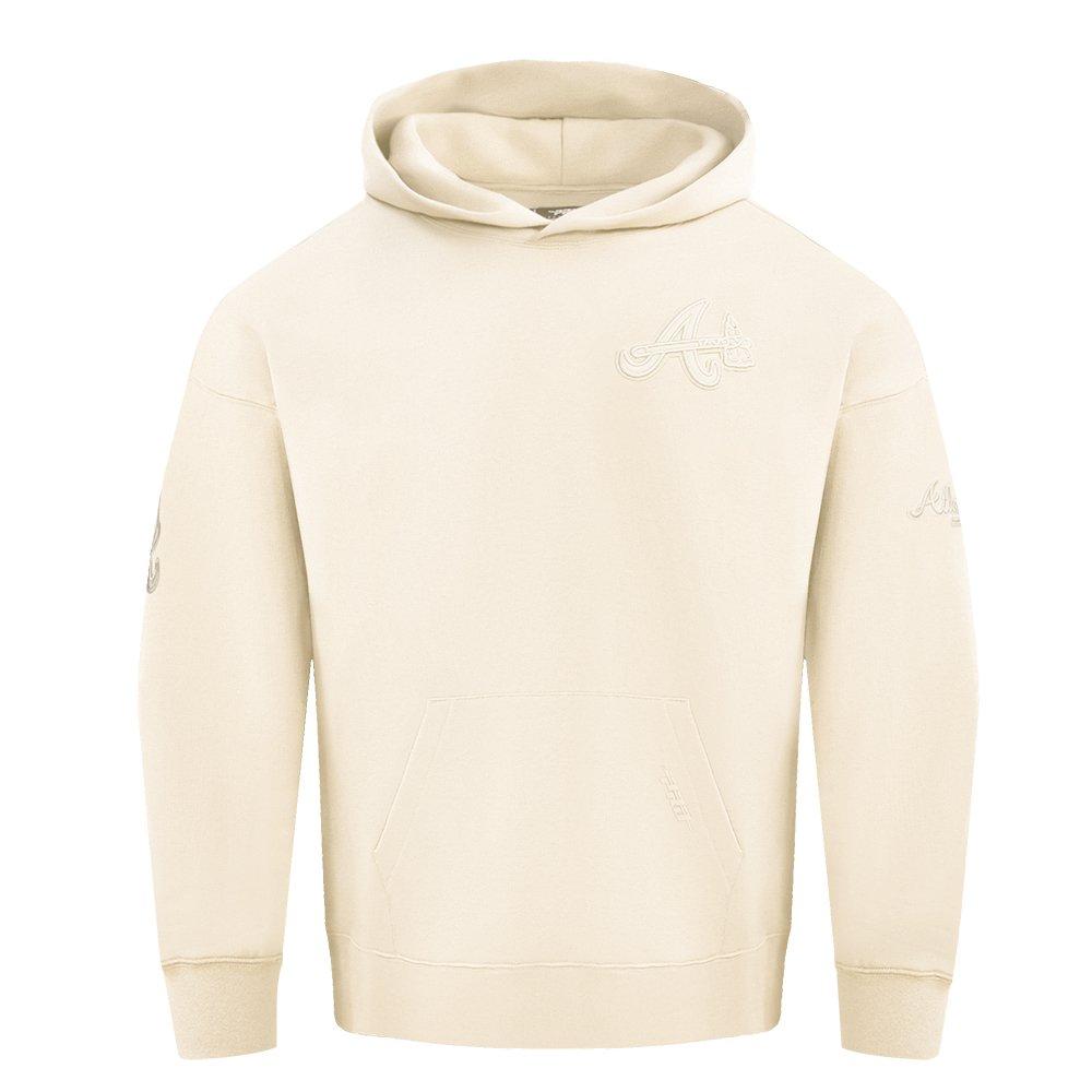 Pro Standard Men's MLB Atlanta Braves Neutral Drop Shoulder Pullover Hoodie - CREAM Thumbnail View 1