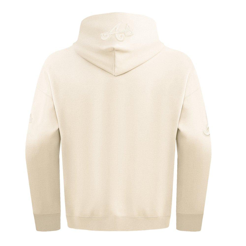 Pro Standard Men's MLB Atlanta Braves Neutral Drop Shoulder Pullover Hoodie - CREAM Thumbnail View 2