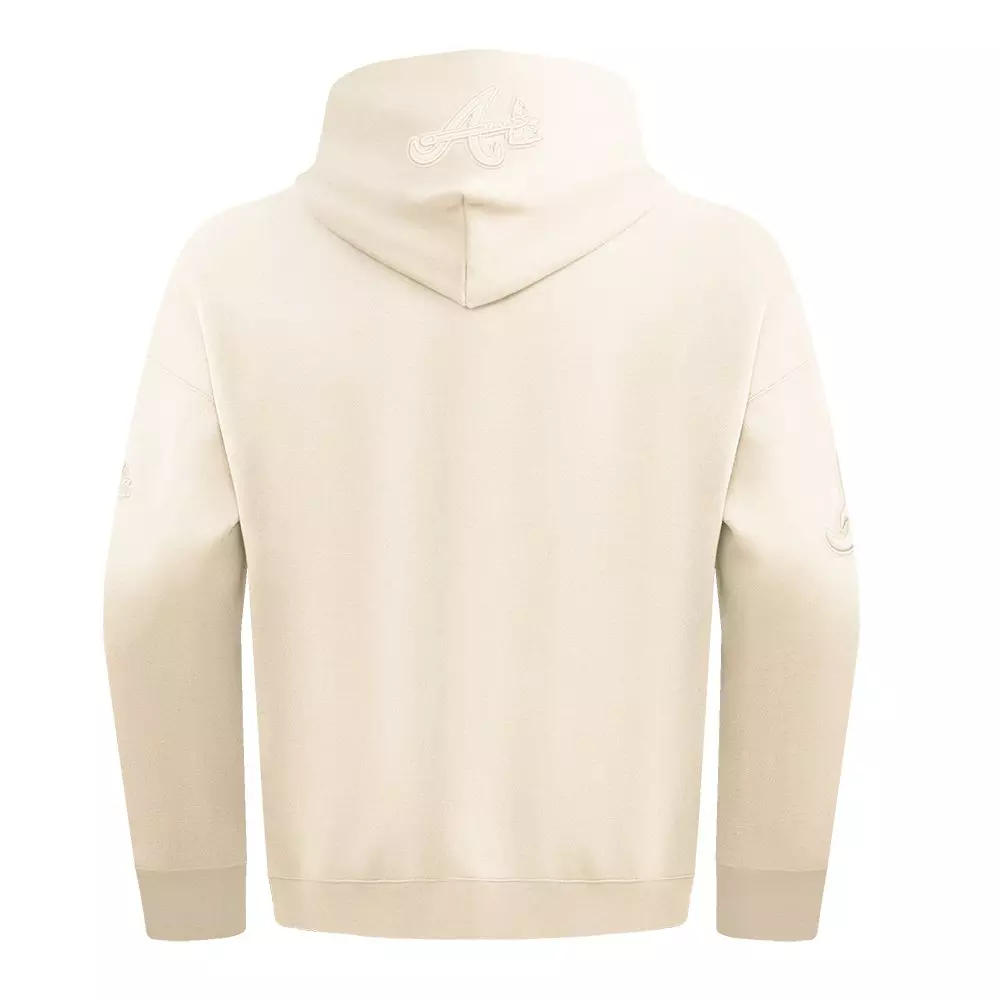 Pro Standard Men's MLB Atlanta Braves Neutral Drop Shoulder Pullover Hoodie - CREAM