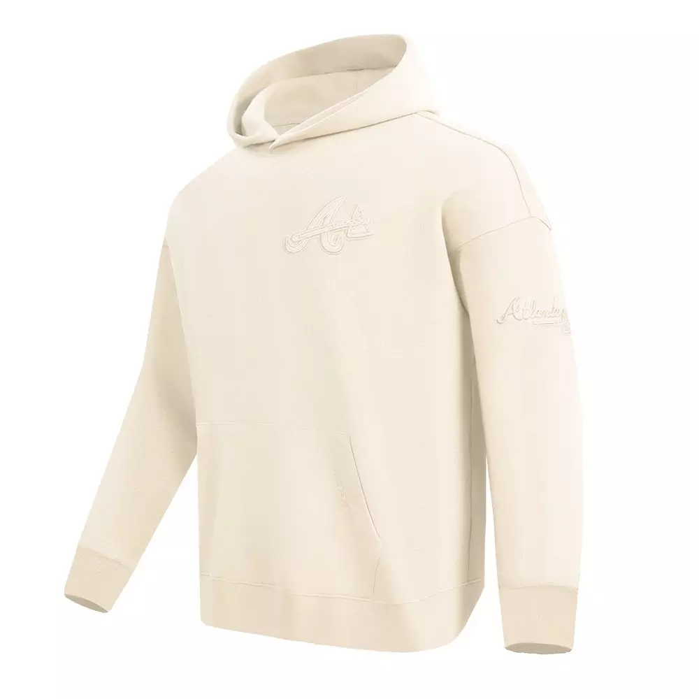 Pro Standard Men's MLB Atlanta Braves Neutral Drop Shoulder Pullover Hoodie - CREAM