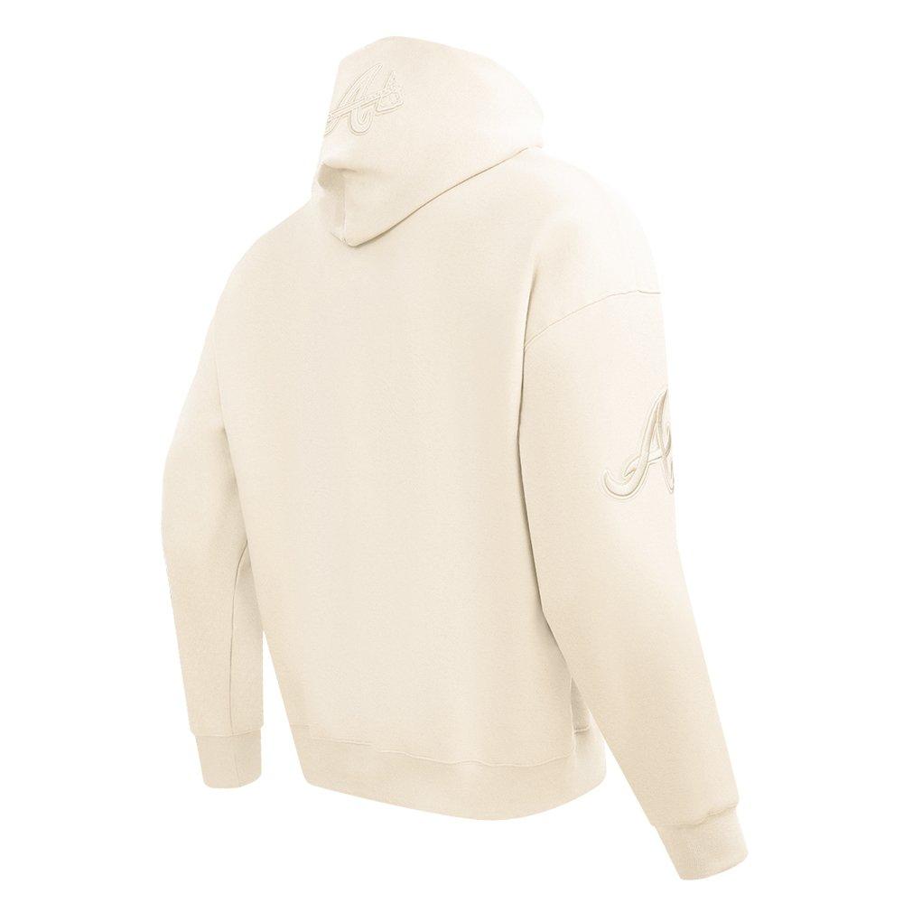 Pro Standard Men's MLB Atlanta Braves Neutral Drop Shoulder Pullover Hoodie - CREAM Thumbnail View 4