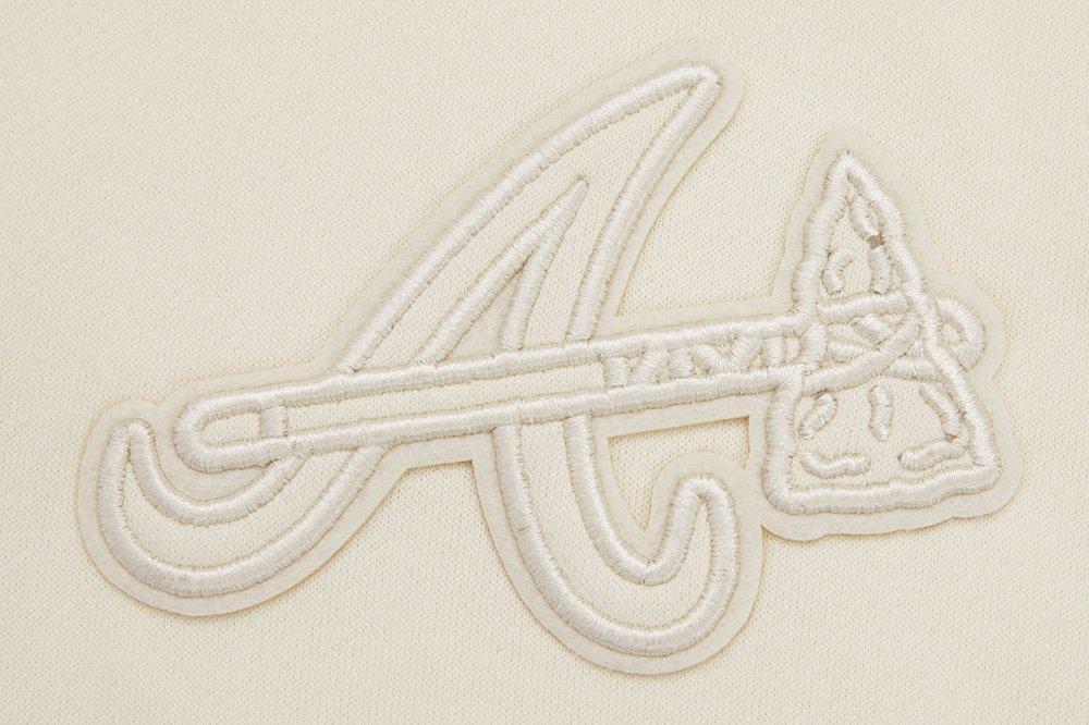 Pro Standard Men's MLB Atlanta Braves Neutral Drop Shoulder Pullover Hoodie - CREAM Thumbnail View 6