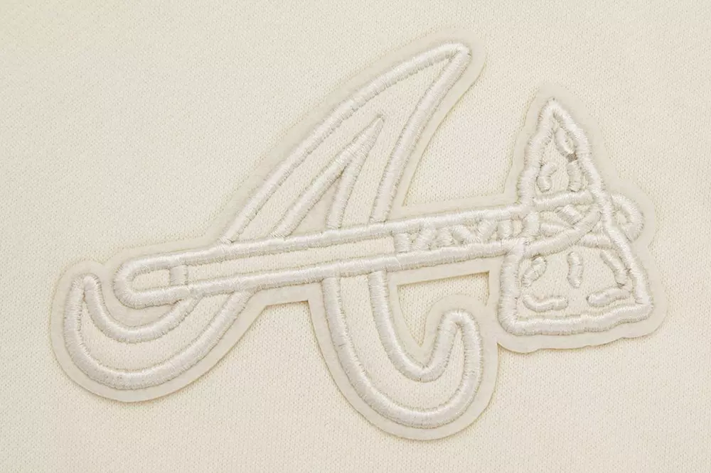 Pro Standard Men's MLB Atlanta Braves Neutral Drop Shoulder Pullover Hoodie - CREAM