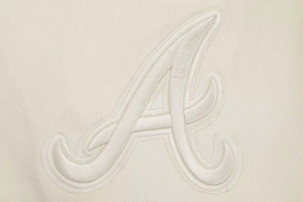 Pro Standard Men's MLB Atlanta Braves Neutral Drop Shoulder Pullover Hoodie - CREAM