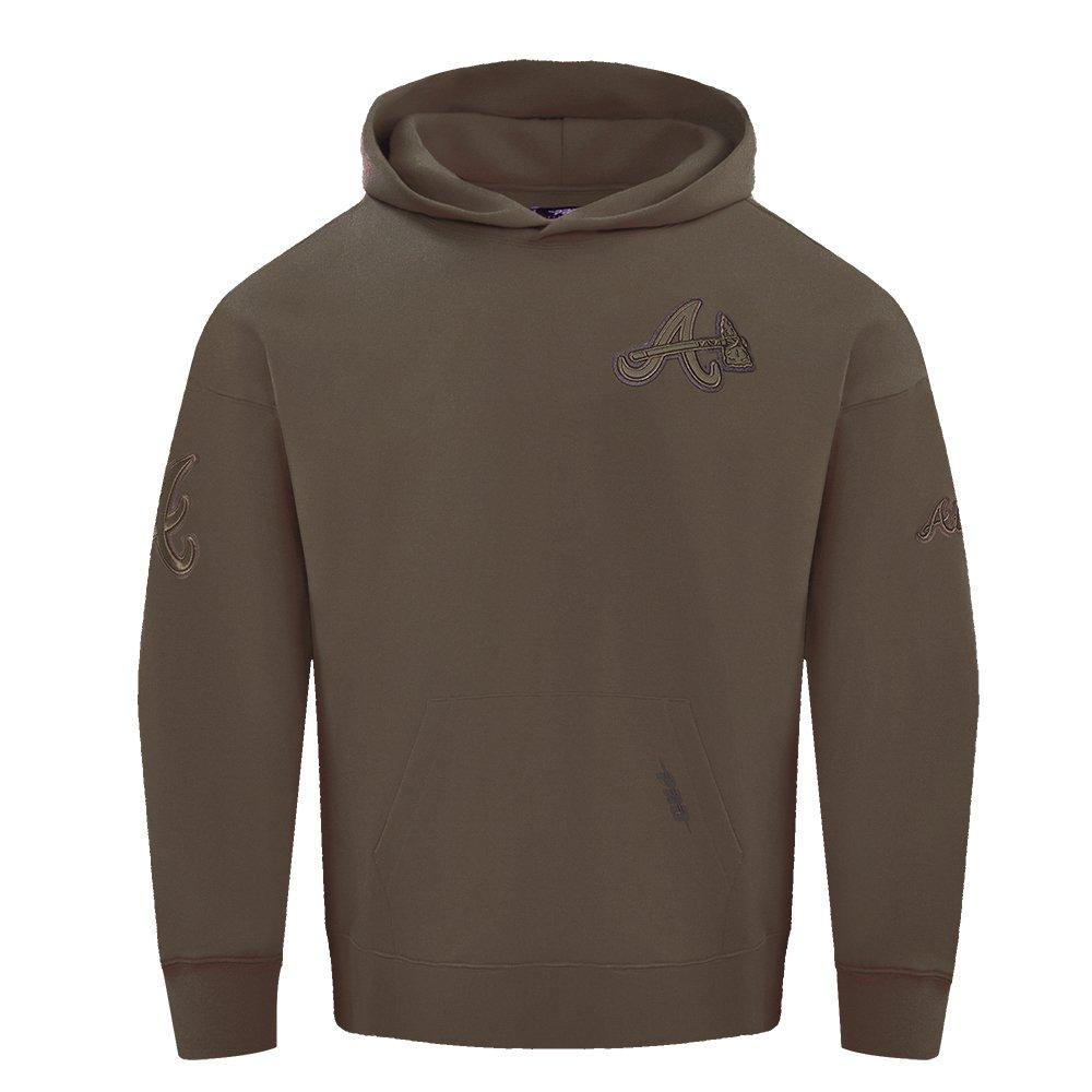 Pro Standard Men's MLB Atlanta Braves Neutral Drop Shoulder Pullover Hoodie - DK BROWN Thumbnail View 1