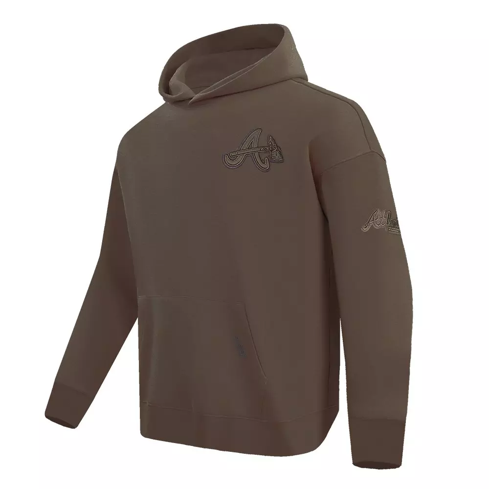Pro Standard Men's MLB Atlanta Braves Neutral Drop Shoulder Pullover Hoodie - DK BROWN