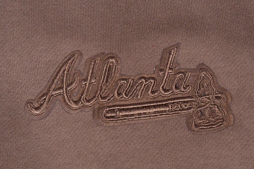 Pro Standard Men's MLB Atlanta Braves Neutral Drop Shoulder Pullover Hoodie - DK BROWN Thumbnail View 5