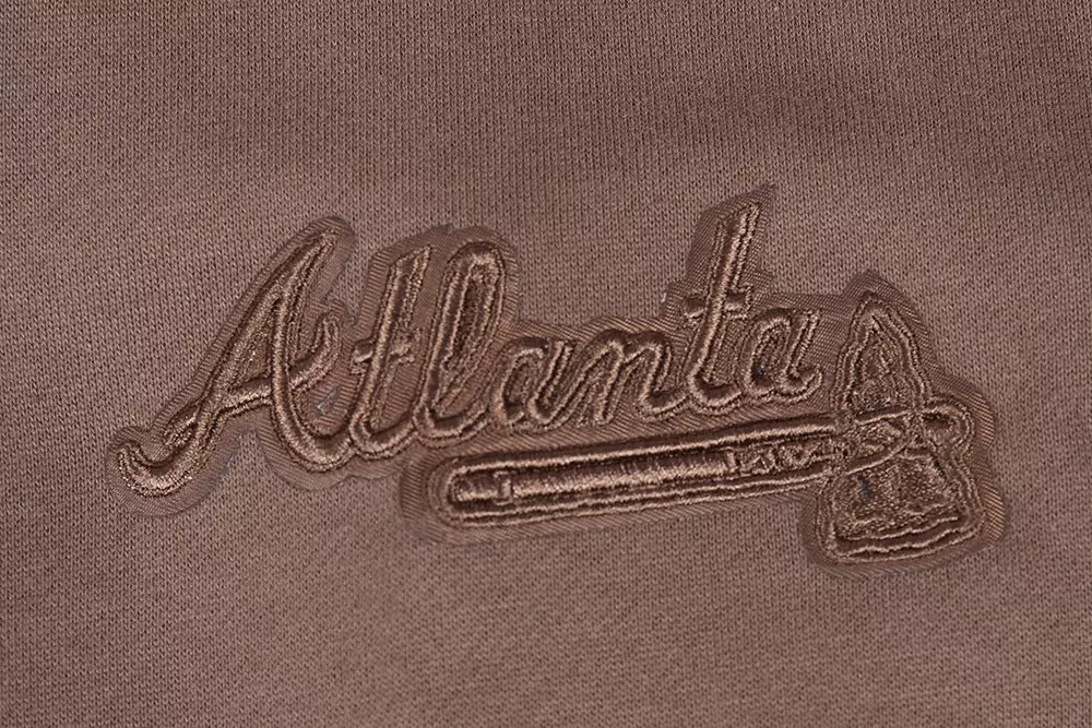 Pro Standard Men's MLB Atlanta Braves Neutral Drop Shoulder Pullover Hoodie - DK BROWN