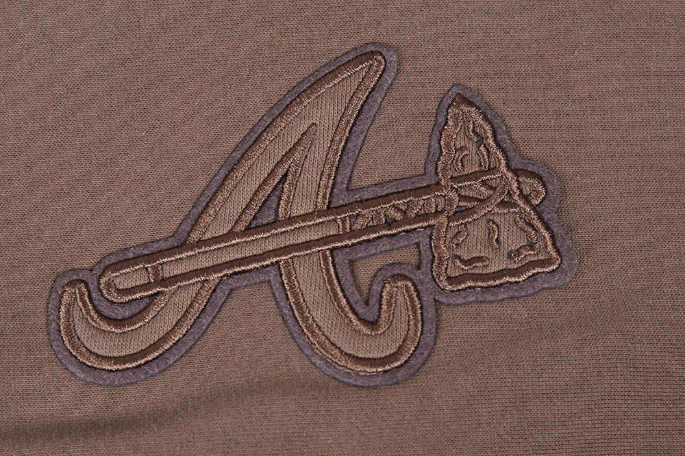 Pro Standard Men's MLB Atlanta Braves Neutral Drop Shoulder Pullover Hoodie - DK BROWN Thumbnail View 6