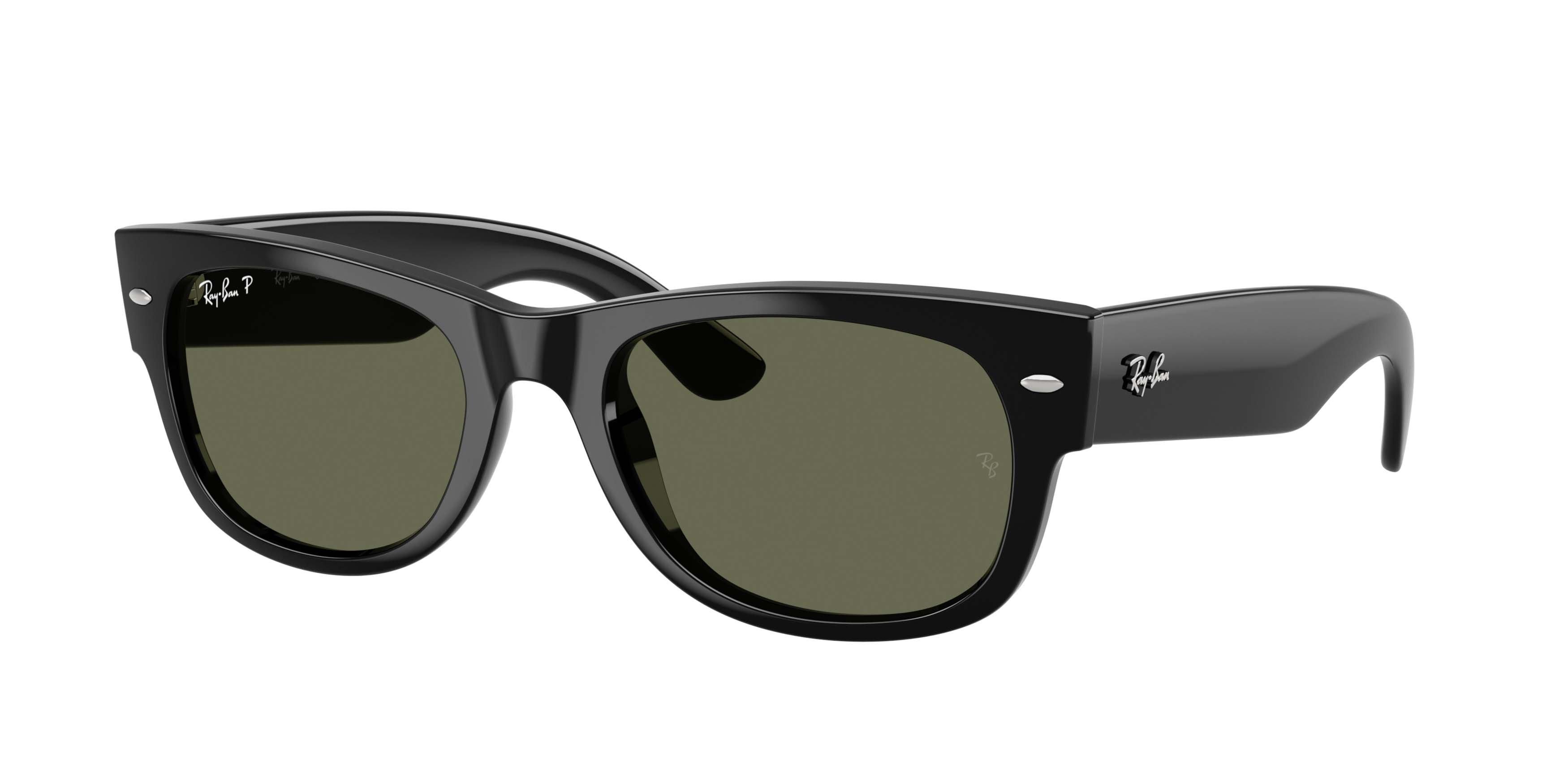 Ray-Ban Mega Wayfarer II Green Polarized Sunglasses &ndash; Polished Black - BLACK/GREEN Thumbnail View 1