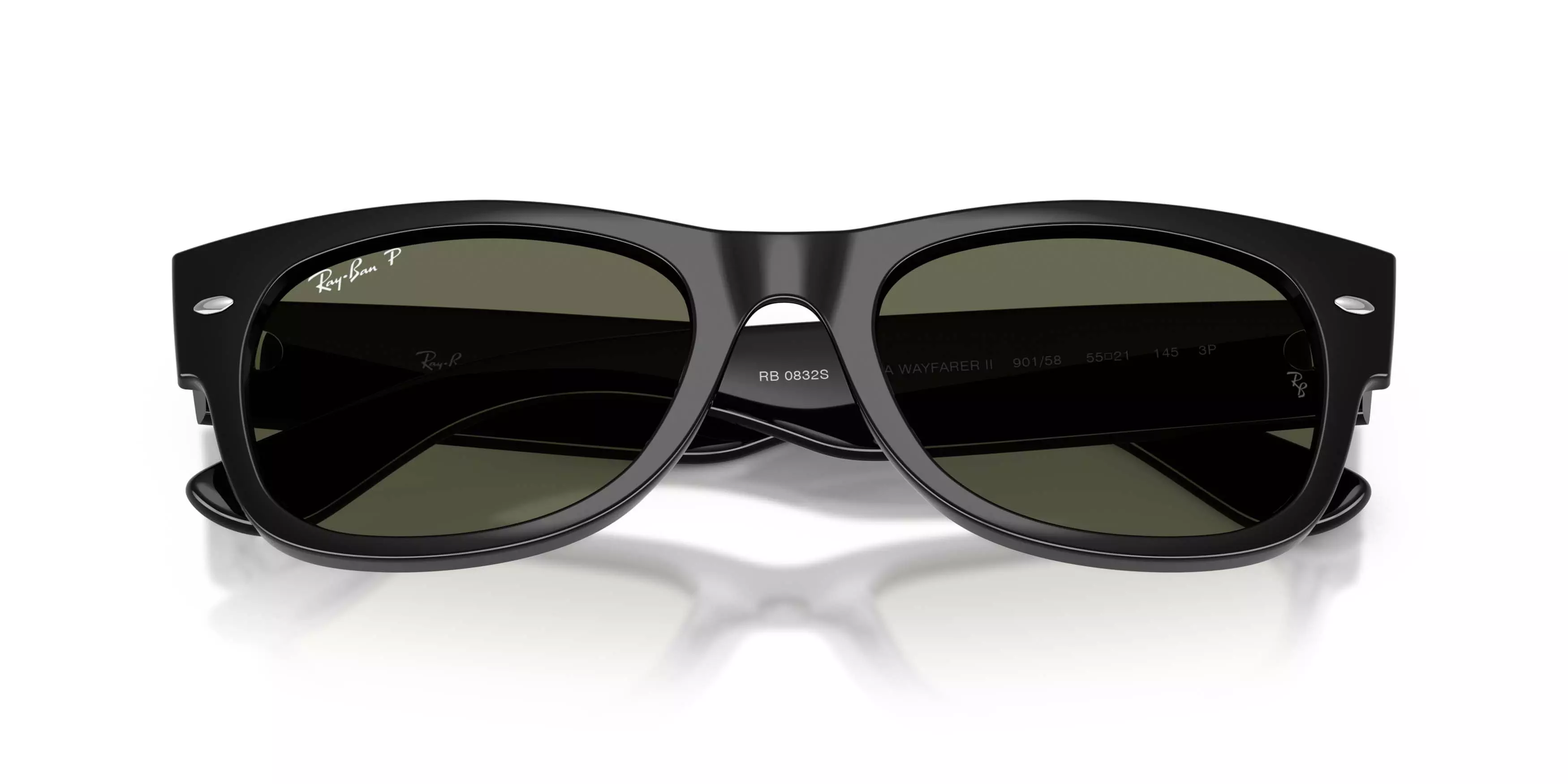 Ray-Ban Mega Wayfarer II Green Polarized Sunglasses &ndash; Polished Black - BLACK/GREEN