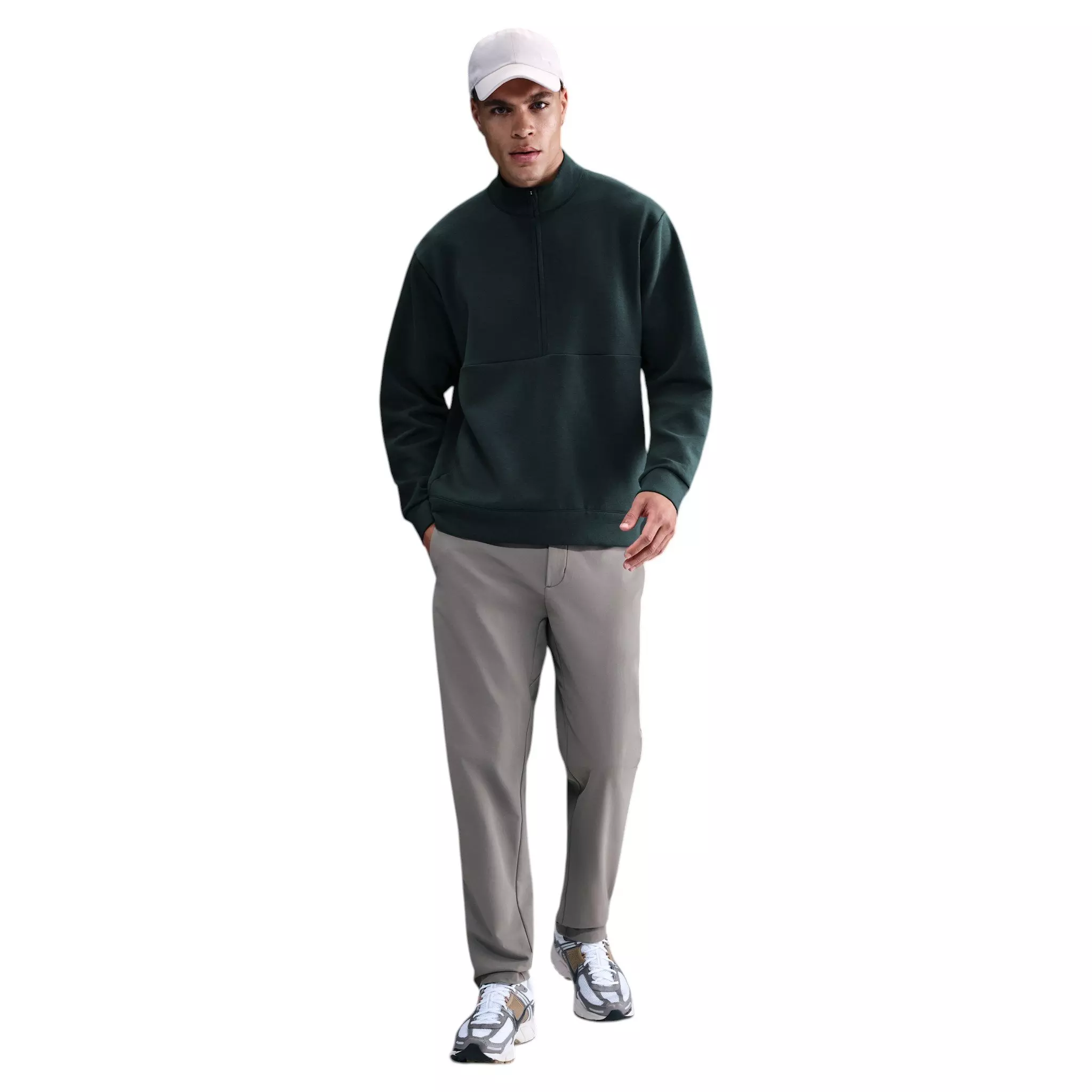 Nike Men's 24.7 ImpossiblySoft Dri-FIT 1/2 Zip Top - Dark Green - DARK GREEN
