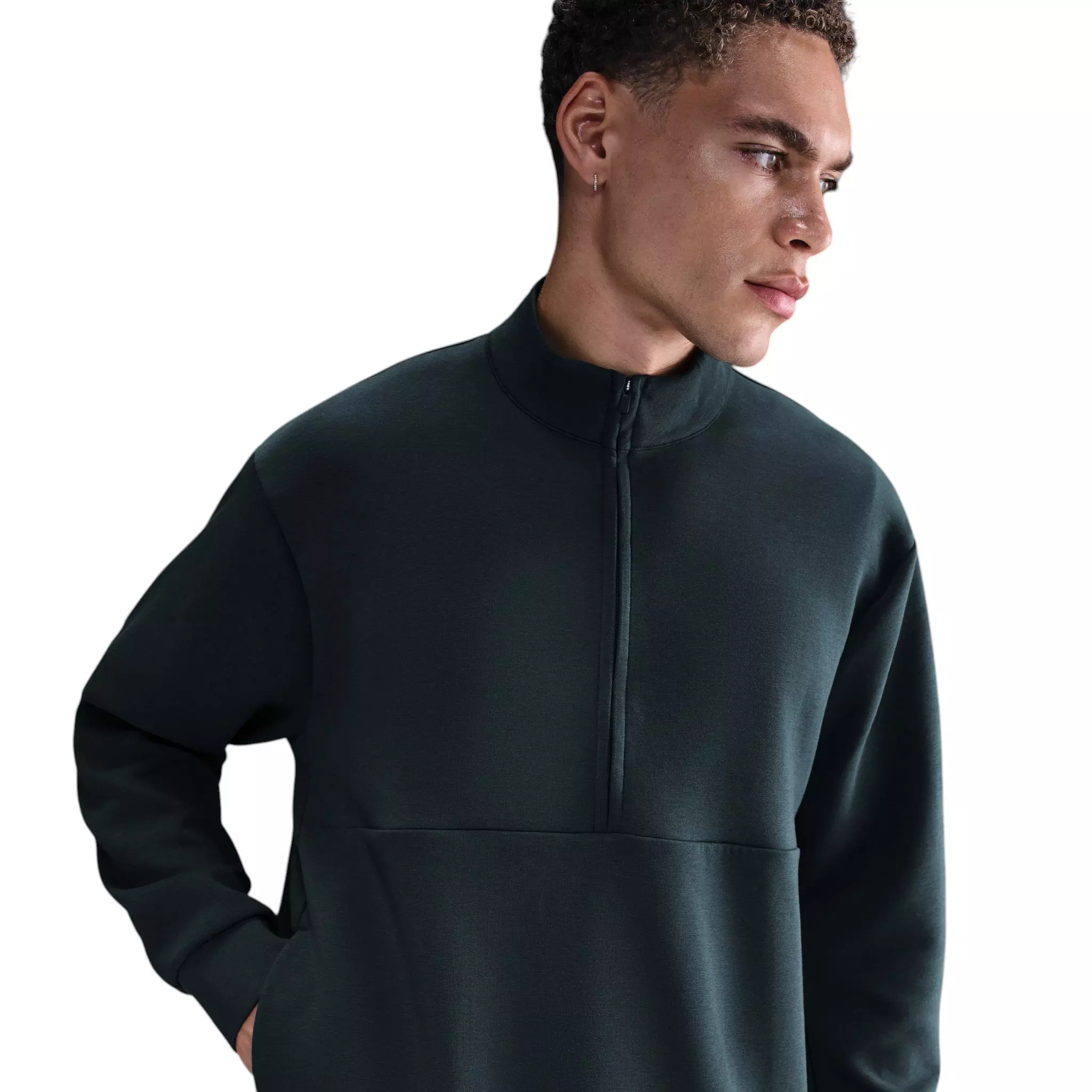 Nike Men's 24.7 ImpossiblySoft Dri-FIT 1/2 Zip Top - Dark Green - DARK GREEN