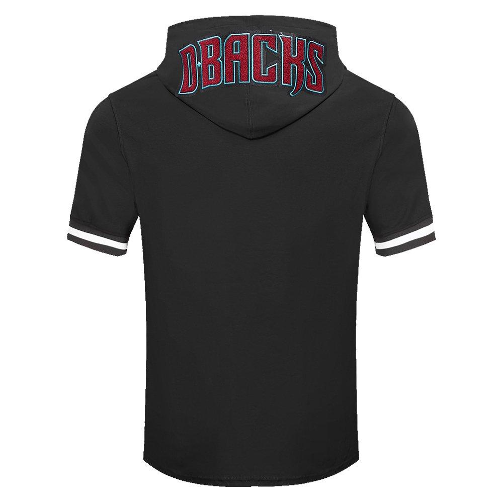 Pro Standard Men's MLB Arizona Diamondbacks Classic Chenille Short Sleeve Pullover Hoodie - BLACK Thumbnail View 2